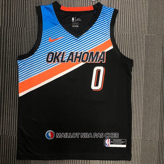 Maillot Oklahoma City Thunder Russell Westbrook NO 0 Ville 2020-21 Noir